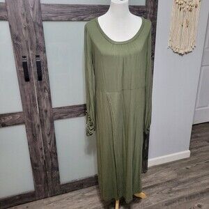 Free People Beach olive green high slit maxi